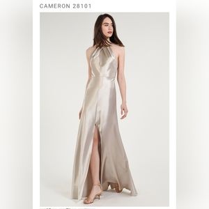 Jenny Yoo Cameron Halter Neck Satin Dress